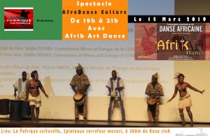 Agenda/Spectacle de Danse Traditionnelle: Voyage touristique en Côte d’ Ivoire, sur scène avec Afrik’Art Dance le 15 Mars